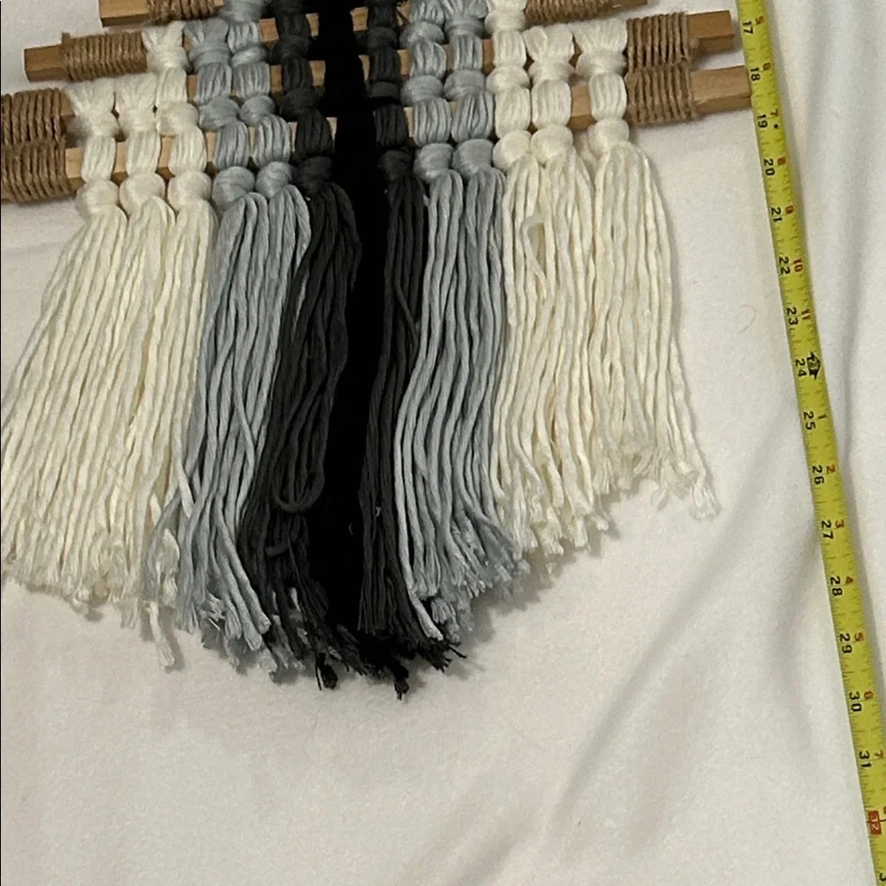 Bohemian Black and White yarn macrame Wall Hanging,Eclectic, Modern,